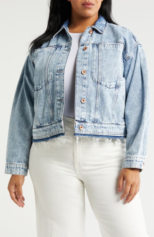 Fosca Fray Hem Denim Trucker Jacket in Cornflower