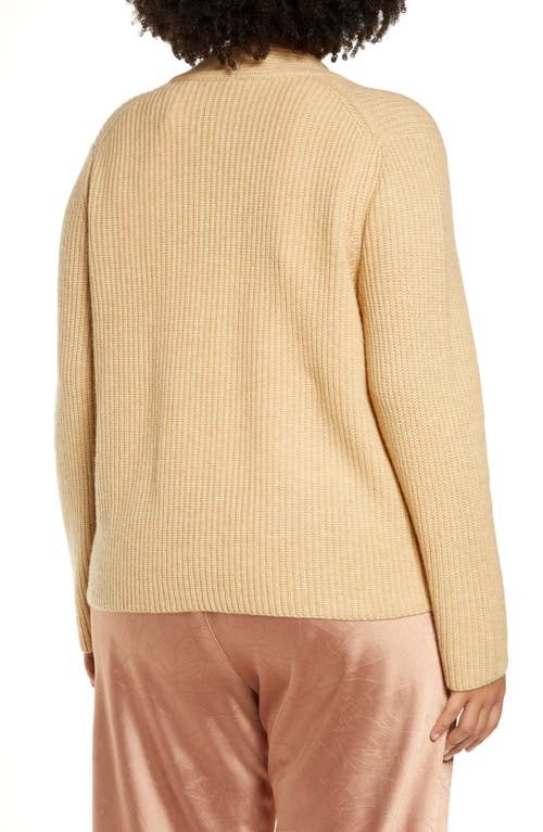 Vince Raised Collared Wool & Cashmere-blend Cardigan In Light Brass