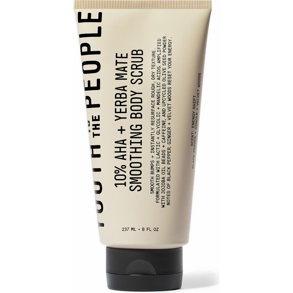 Youth To The People 10% Aha + Yerba Mate Smoothing Energy Body Scrub With Upcycled Olive Seed Powder In No Color