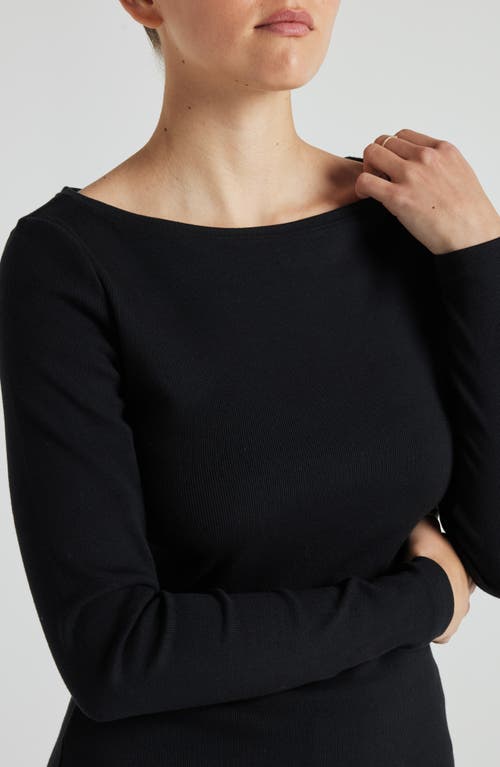 Shop Losano Serene Rib Long Sleeve Top In Black