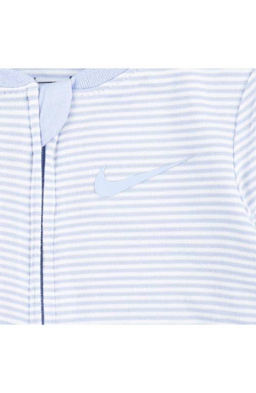 Shop Nike Stripe Zip Footie In Cobalt