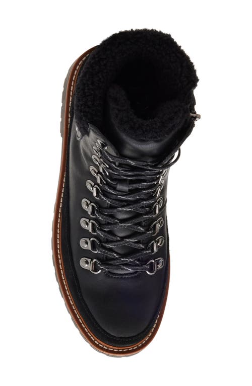 Blondo Natasia Faux Shearling Cuff Waterproof Boot In Black Leather/fabric