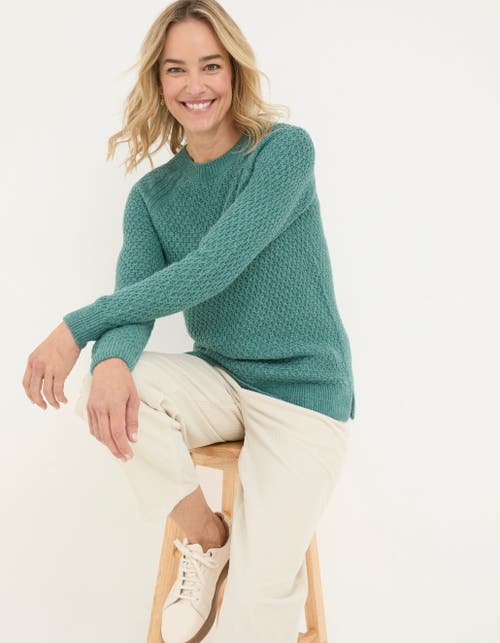 Shop Fatface Ella Textured Sweater In Light Teal Blue