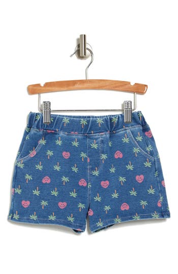 Flapdoodles Kids' Palm Tree Print Knit Shorts In Blue