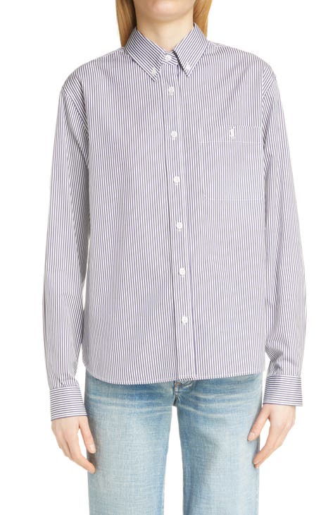 Stripe Cotton Poplin Button-Down Shirt