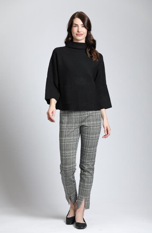 Shop Apny Plaid Split Hem Pull-on Crop Slim Pants In Black/creme