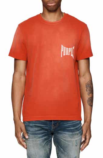 PURPLE BRAND Distressed Cotton Jersey Logo Graphic T-Shirt