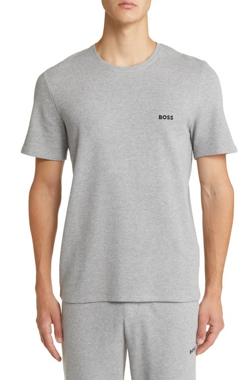 Waffle Knit Lounge T-Shirt in Medium Grey
