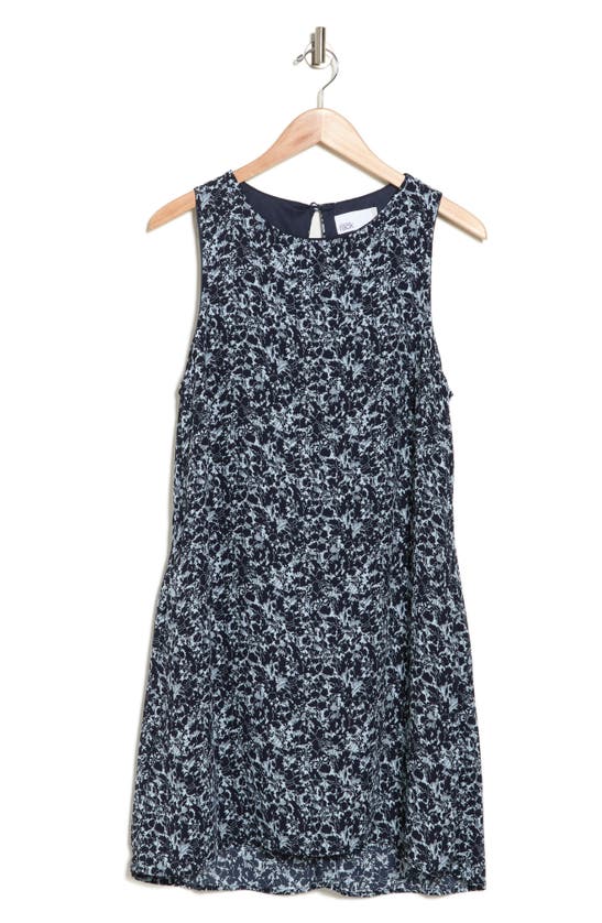 Nordstrom Rack Sleeveless A-line High-low Dress In Navy- Blue Falls Floral Patch