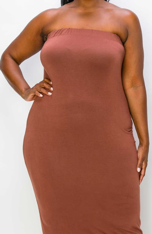 Shop L I V D Willow Strapless Jersey Dress In Toffee