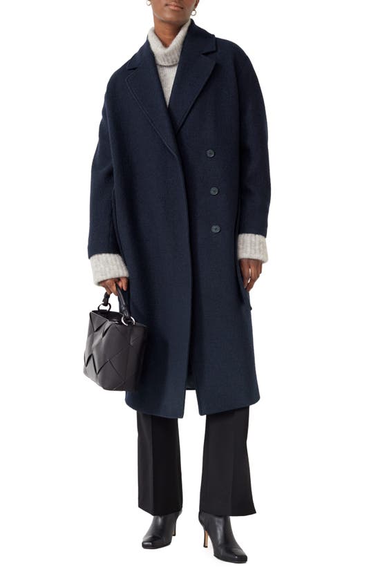 & Other Stories Belted Wool Wrap Coat In Navy