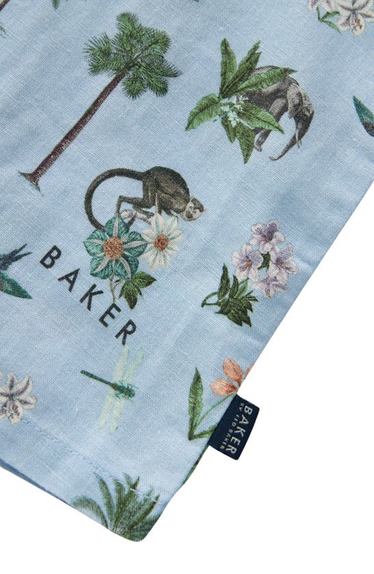 Shop Baker By Ted Baker Tropical Print Henley Romper & Hat Set In Blue
