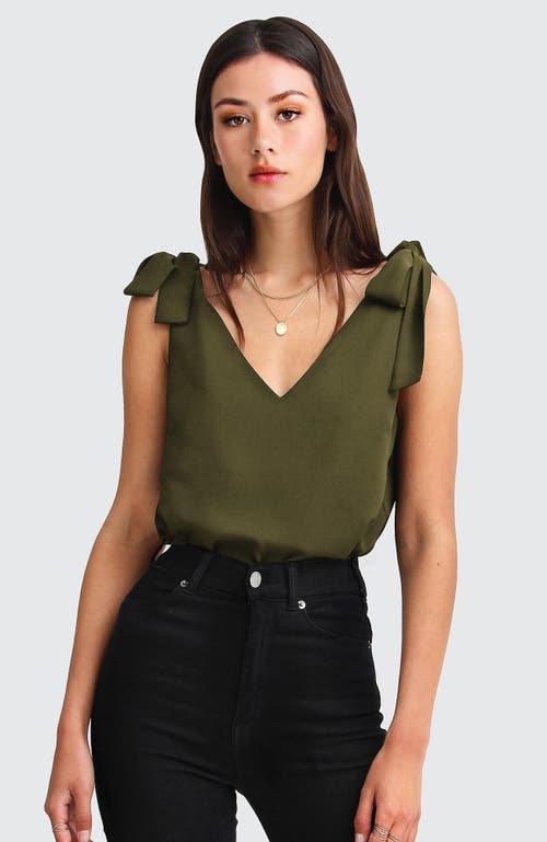 Belle & Bloom Feel For You V-neck Top In Military
