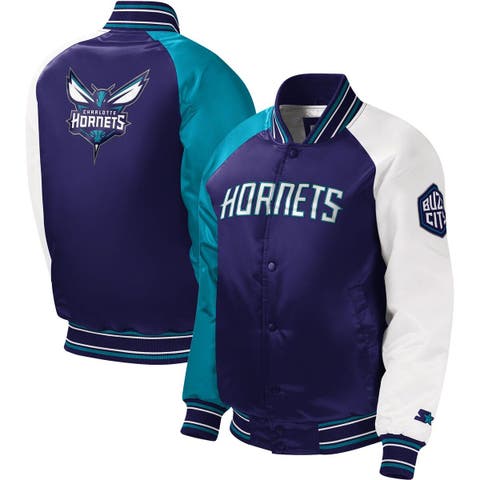 Men's Starter Purple Charlotte Hornets Pick & Roll Satin Full-Snap