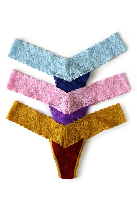 Hanky Panky Low Rise Lace Thongs In Vpc/grt/md