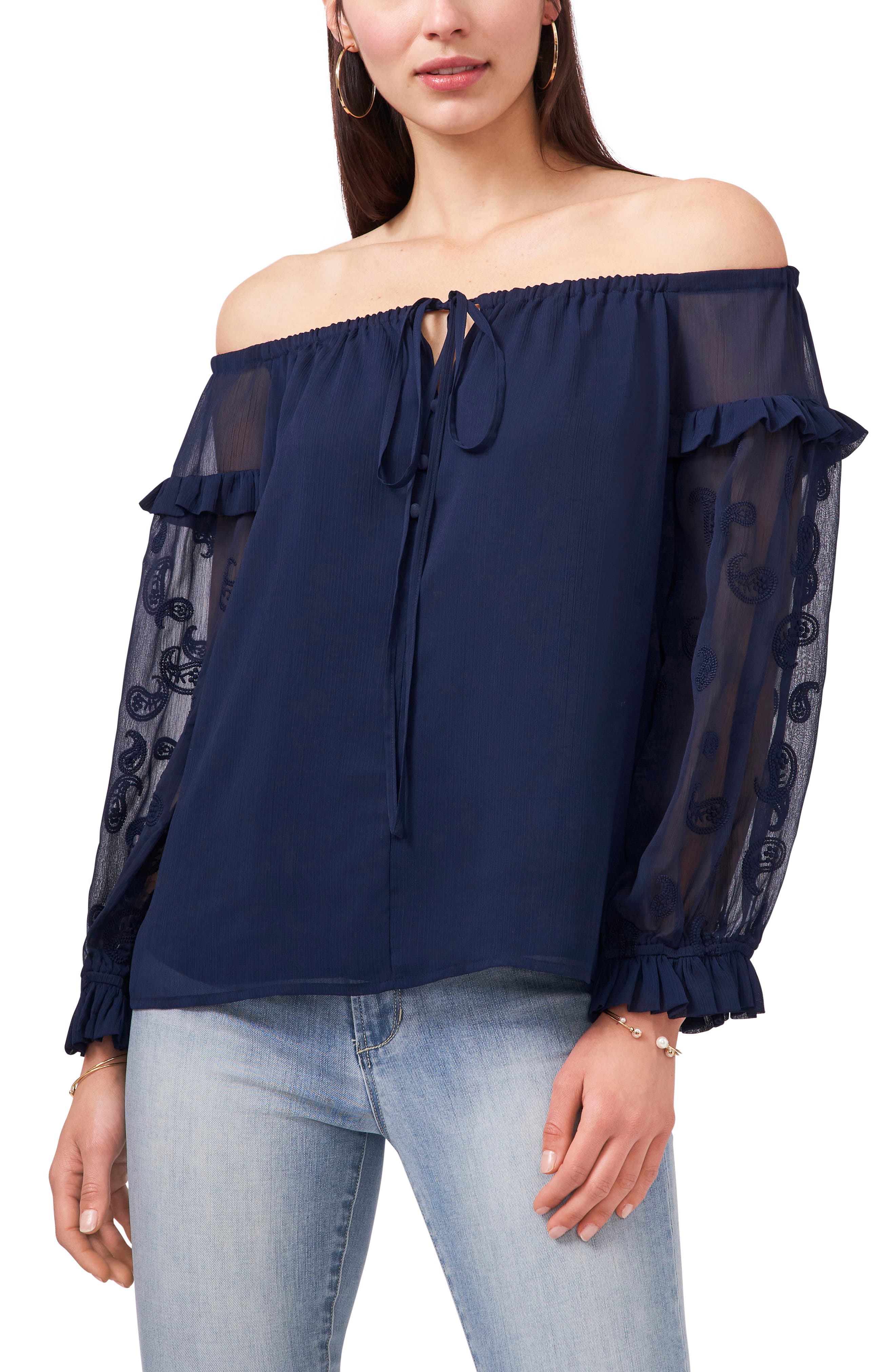 sheer sleeve blouse