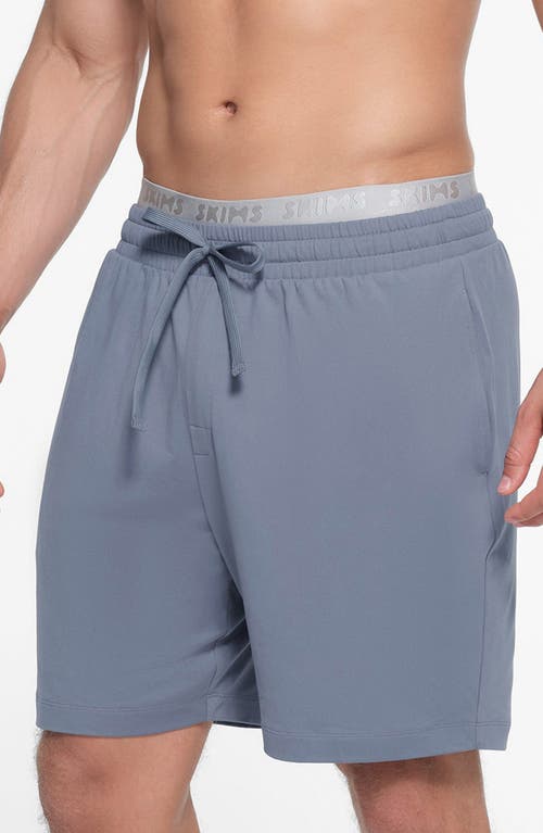 Shop Skims Outdoor Jersey Sweat Shorts In Steel Blue