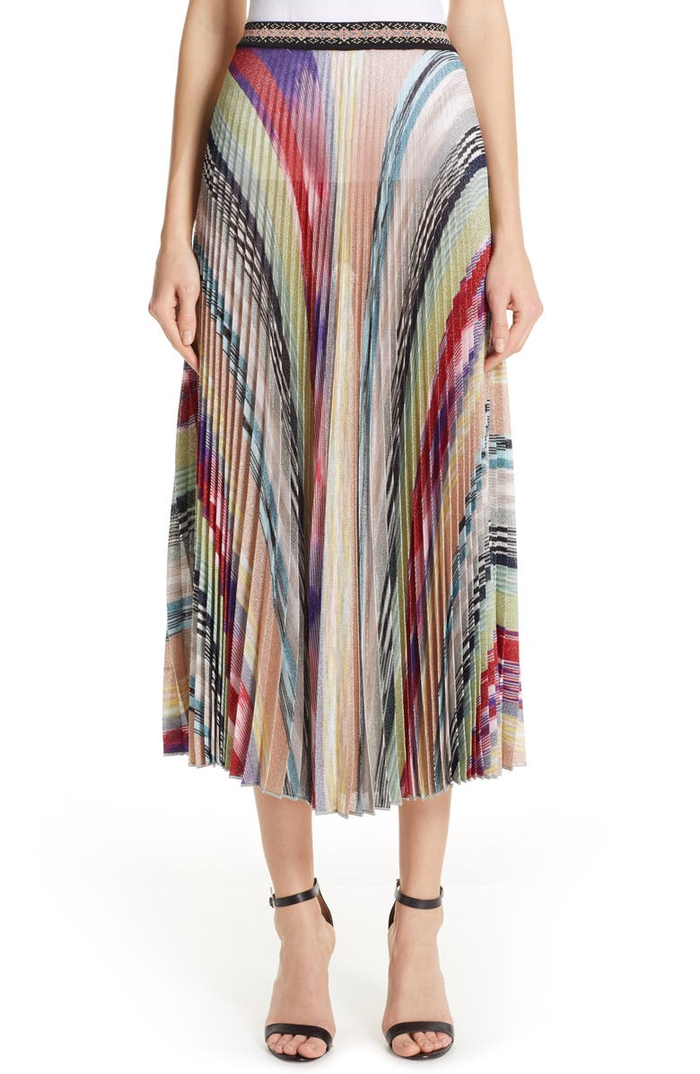 Missoni Pleated Metallic Stripe Midi Skirt | Nordstrom