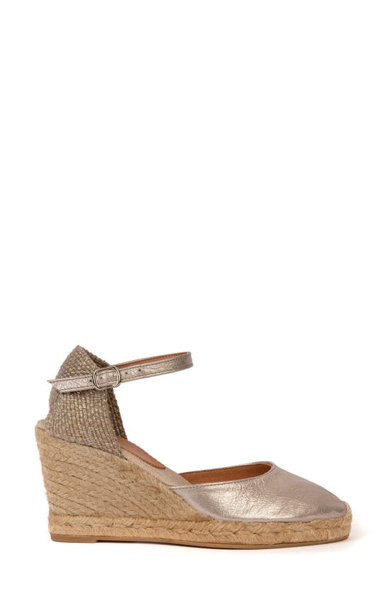 Shop Penelope Chilvers Metallic Espadrille Wedge In Pewter