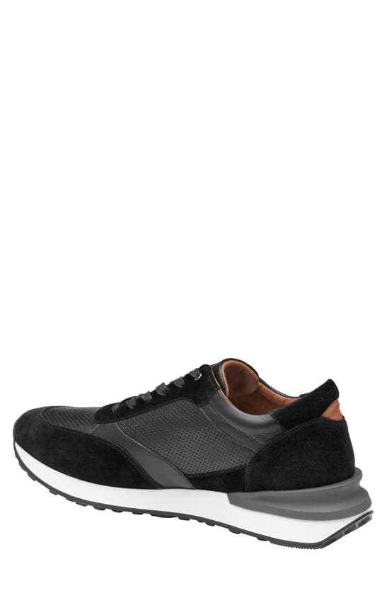 Shop Johnston & Murphy Collection Briggs Perforated Sneaker In Black Full Grain/suede