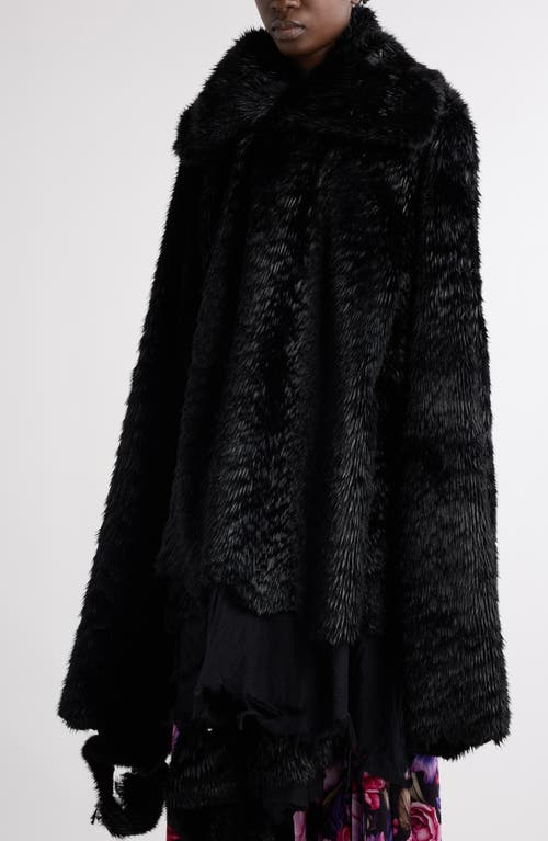 Balenciaga Deconstructed Asymmetric Faux Fur Jacket In 1000 Black