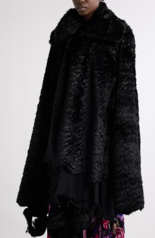 Shop Balenciaga Deconstructed Asymmetric Faux Fur Jacket In 1000 Black