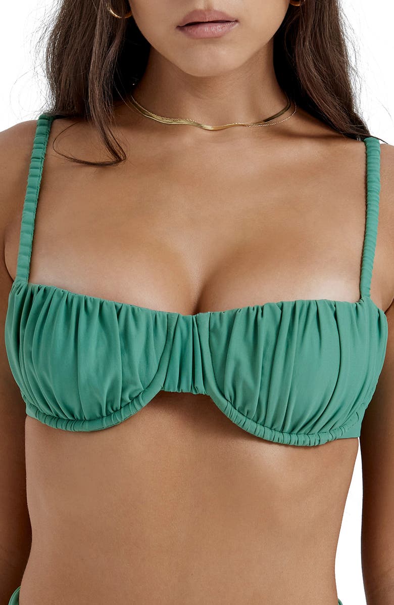 HOUSE OF CB Cassis Ruched Bikini Top, Main, color, 