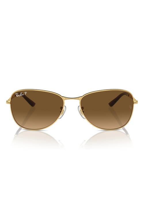 Shop Ray Ban Ray-ban 56mm Polarized Pilot Sunglasses In Gold/brown Grad