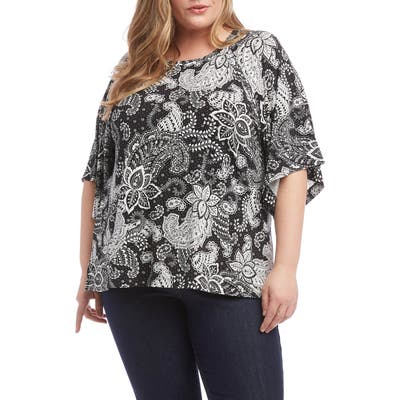 Plus Size Karen Kane Paisley Top, Black