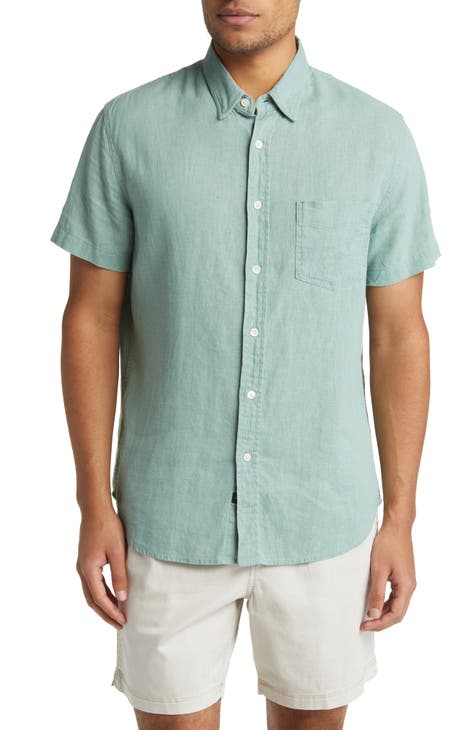  GAP Mens Short Sleeve Linen Resort Collar Button Down