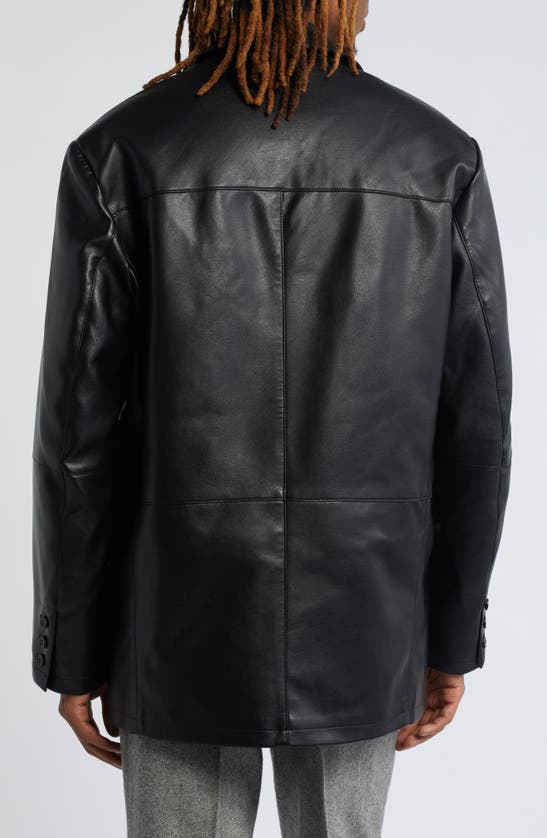 Shop Topman Faux Leather Blazer In Black