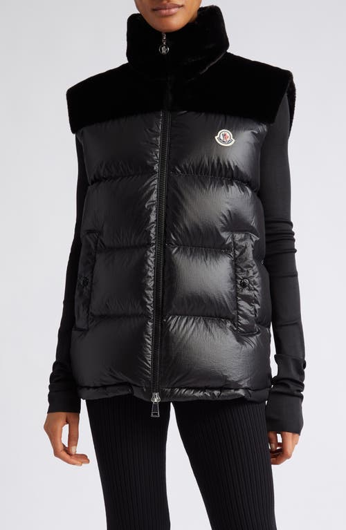 Lempa Down Puffer Vest with Faux Fur Trim in Black