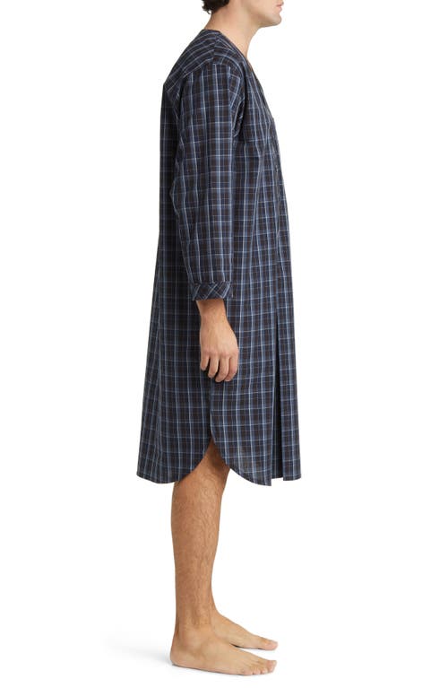 Shop Majestic International Coopers Check Woven Nightshirt In Navy/blue