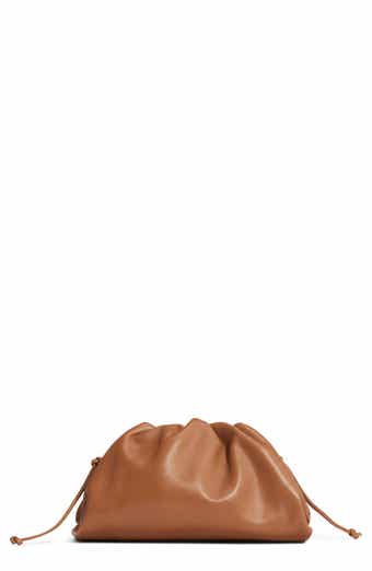 Tan Pouch mini leather clutch bag, Bottega Veneta