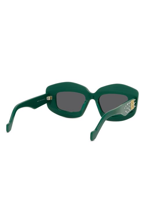 Shop Loewe Anagram 49mm Rectangular Sunglasses In Shiny Dark Green/smoke