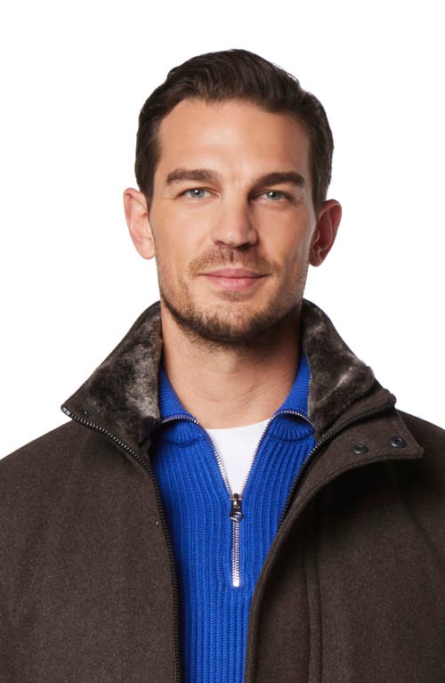 ANDREW MARC ANDREW MARC WOOL BLEND FAUX FUR COLLARED JACKET