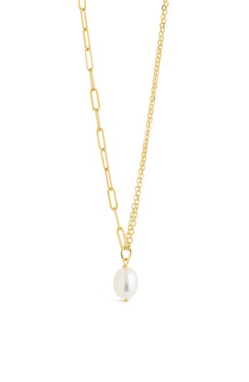 Sterling Forever River Pearl Mixed Chain Necklace In Gold