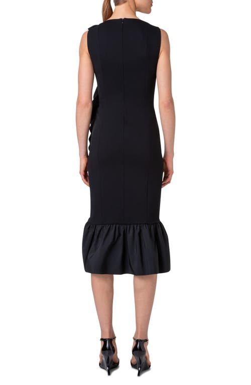Akris Punto Signature Jersey Midi Dress With Asymmetrical Ruffle Detail In Black