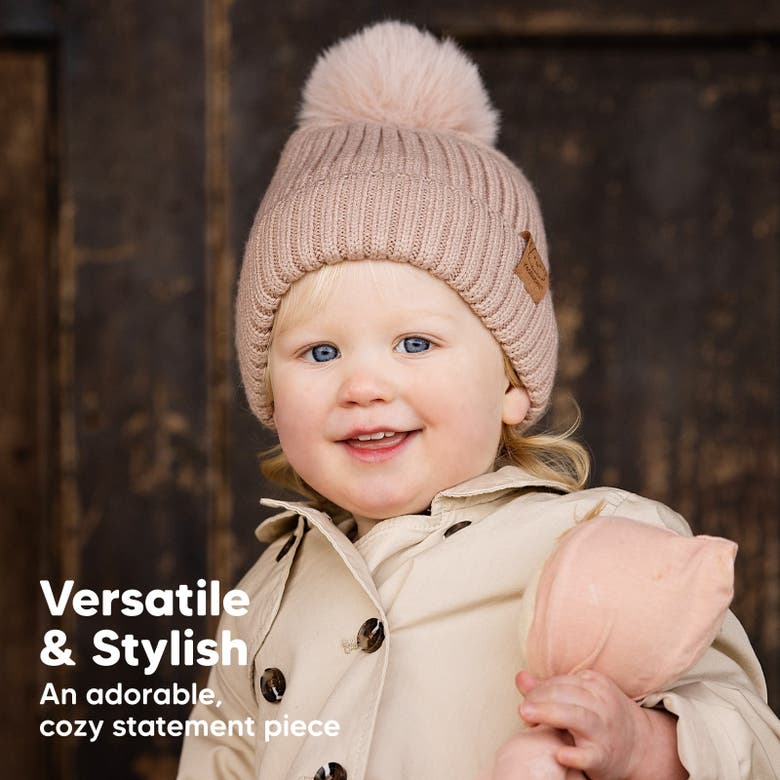 Keababies 2-pack Pom Knitted Beanie In Fawn