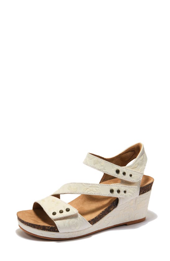 Shop Halsa Footwear Gisella Wedge Sandal In Ivory/ Bone