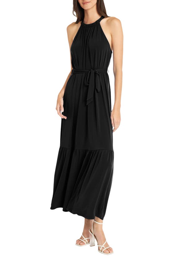 Shop Maggy London High Neck Maxi Dress In Black