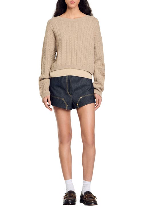 Shop Sandro Wool And Cashmere Sweater In Beige