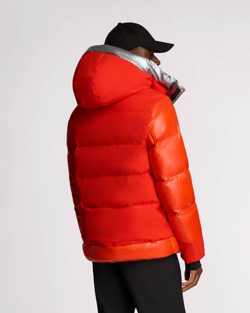 Alpenhaus Farlin Mixed Media Relaxed Fit Puffer With Removable Hood In Safety Orange