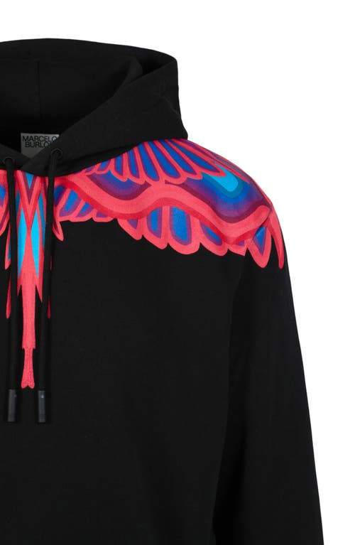 Marcelo Burlon County Of Milan Curved Wings-print Hoodie In Black