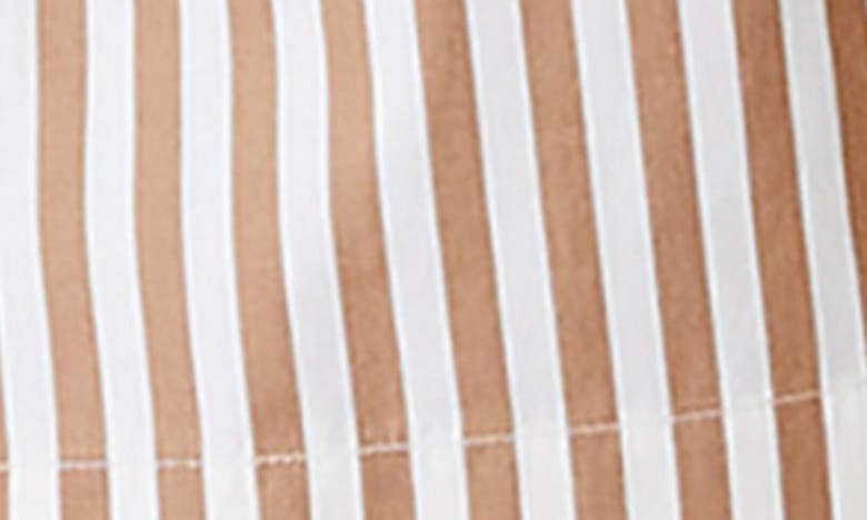 Shop French Connection Stripe Shirting Shorts In Tobacco Brown-linen