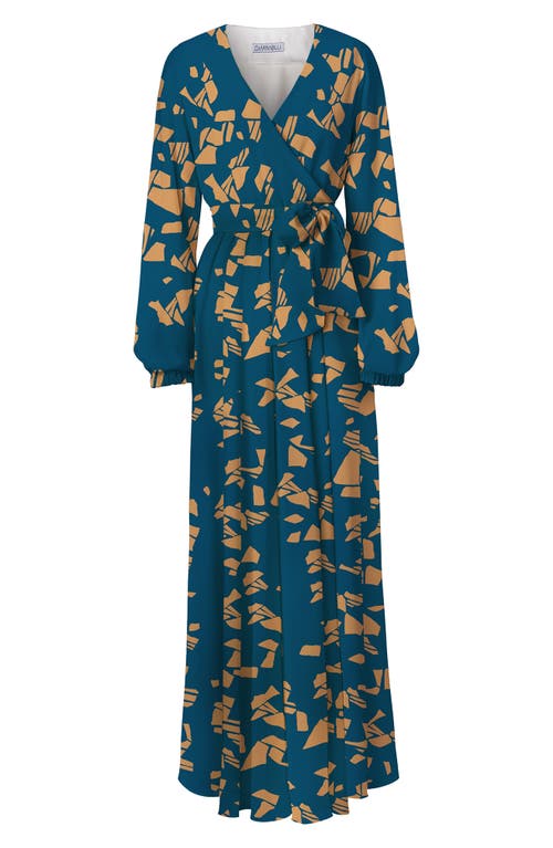 DIARRABLU Marieme Long Sleeve Wrap Dress in Blue