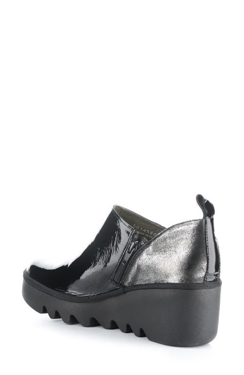 Shop Fly London Beli Platform Wedge Bootie In Black/silver