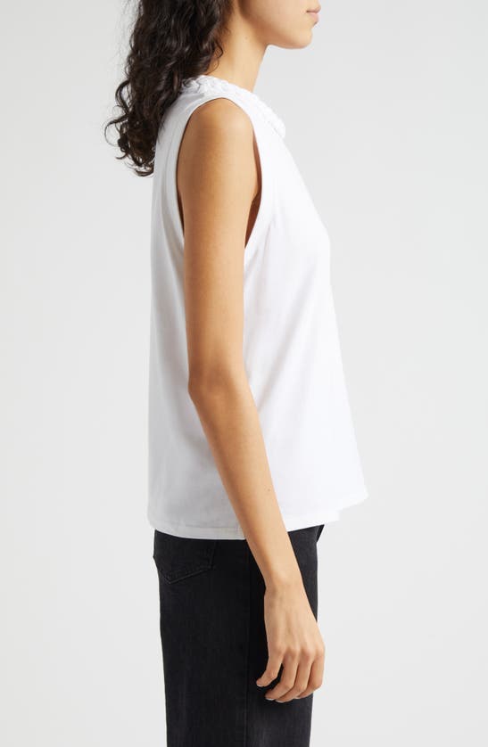 Shop Cinq À Sept Braid Accent Sleeveless Cotton T-shirt In White