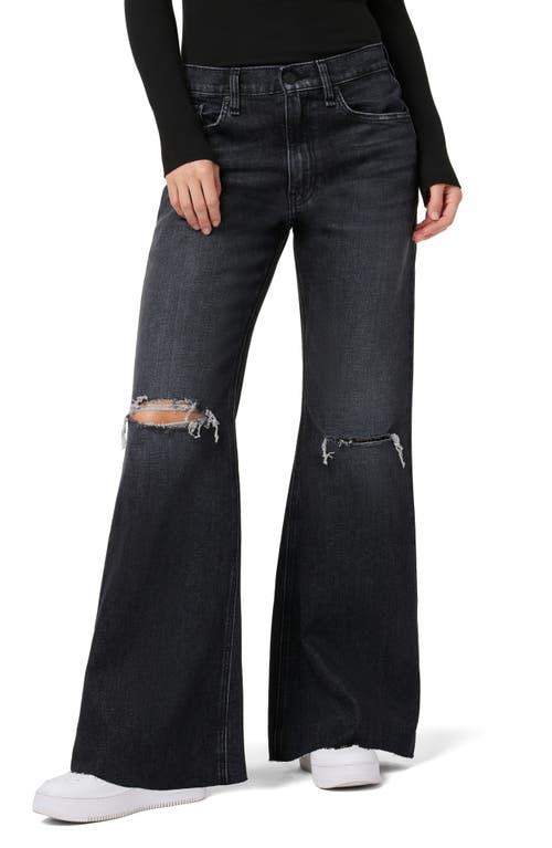 Jodie Ripped High Waist Flare Jeans in Faded Noir