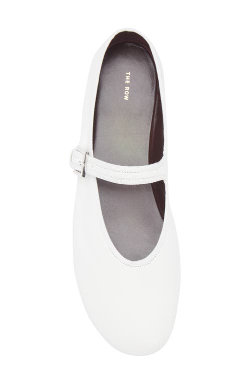 The Row Ava Square-toe Leather Mary Jane Flats In Optic White